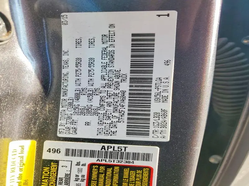 2015 TOYOTA TUNDRA CREWMAX LIMITED  