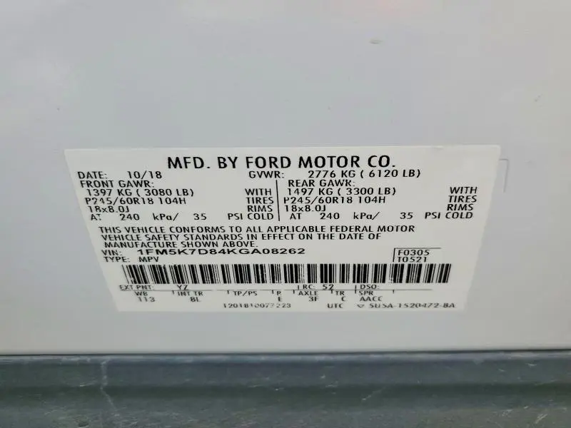 2019 FORD EXPLORER XLT  