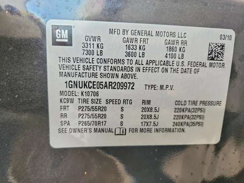 2010 CHEVROLET TAHOE K1500 LTZ  