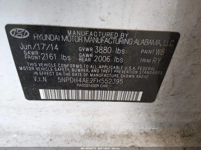 2015 HYUNDAI ELANTRA LIMITED