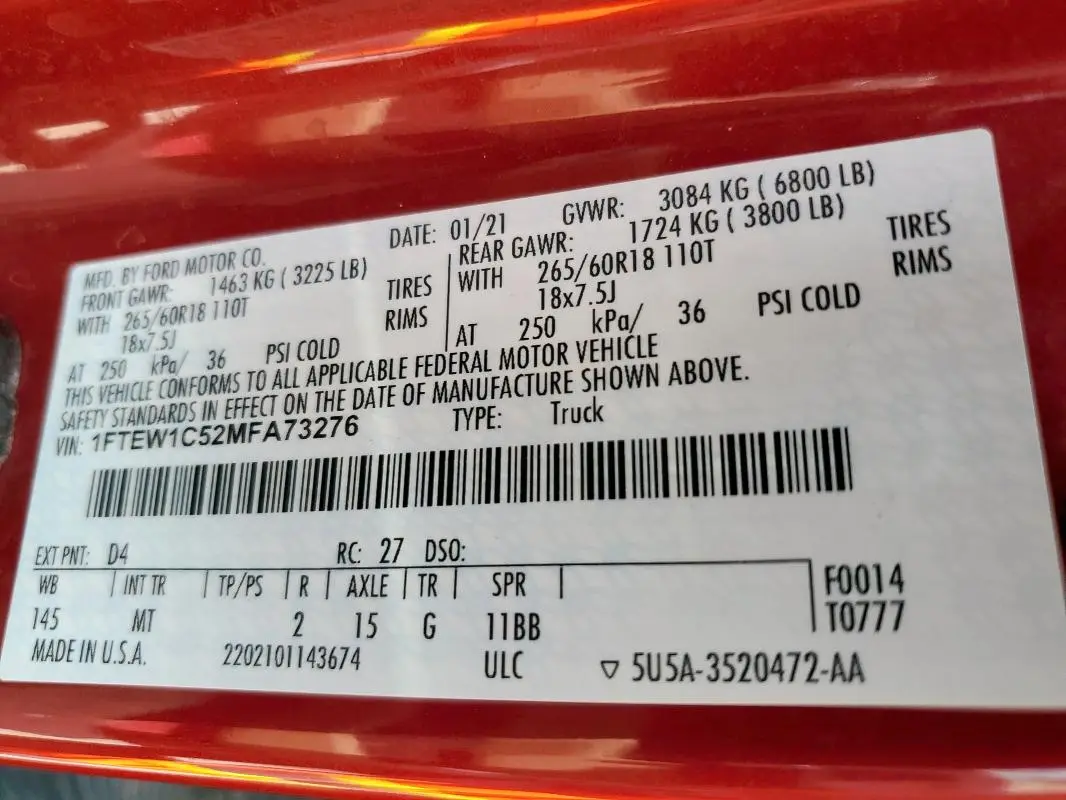 2021 FORD F150 SUPERCREW  