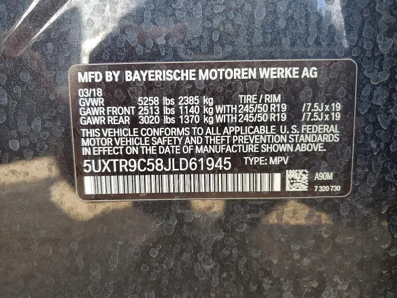 2018 BMW X3 XDRIVE30I  