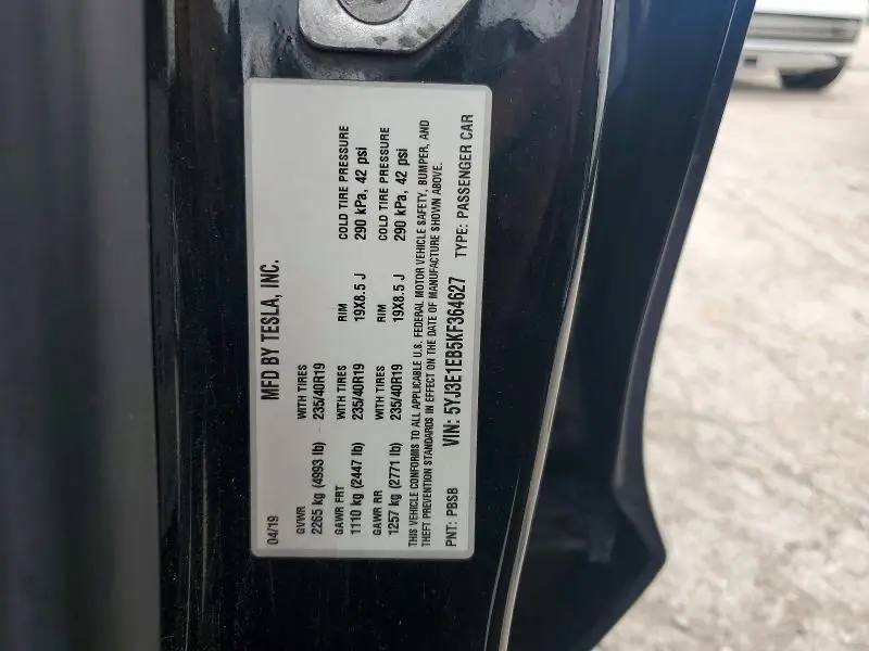 2019 TESLA MODEL 3   
