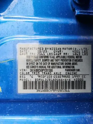 2023 NISSAN SENTRA SV  