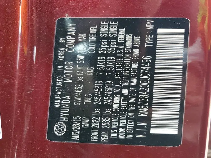 2016 HYUNDAI TUCSON LIMITED  