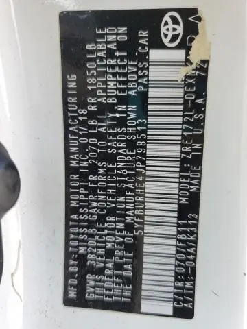 2018 TOYOTA COROLLA L  