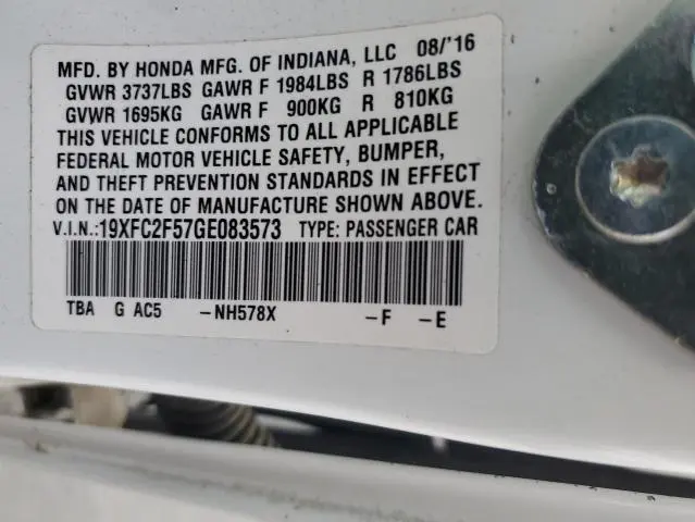 2016 HONDA CIVIC LX  