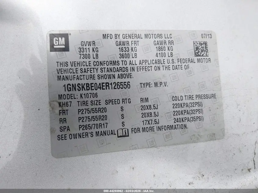 2014 CHEVROLET TAHOE LT