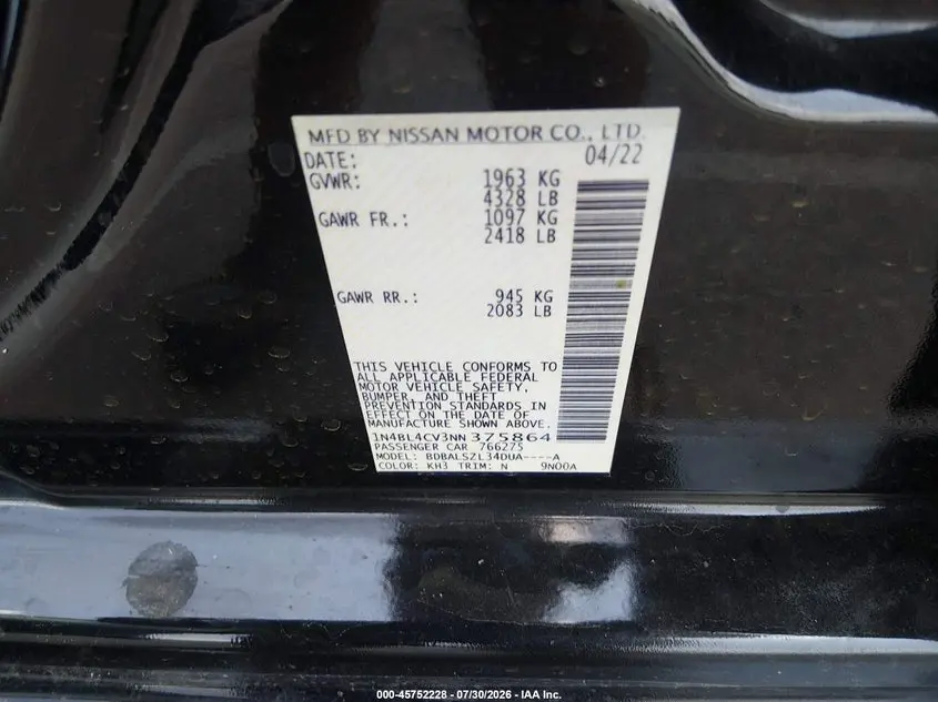 2022 NISSAN ALTIMA SR FWD