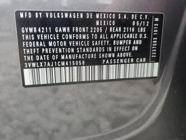 2012 VOLKSWAGEN JETTA SEL  