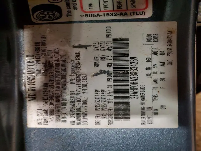 2011 FORD FUSION SE  