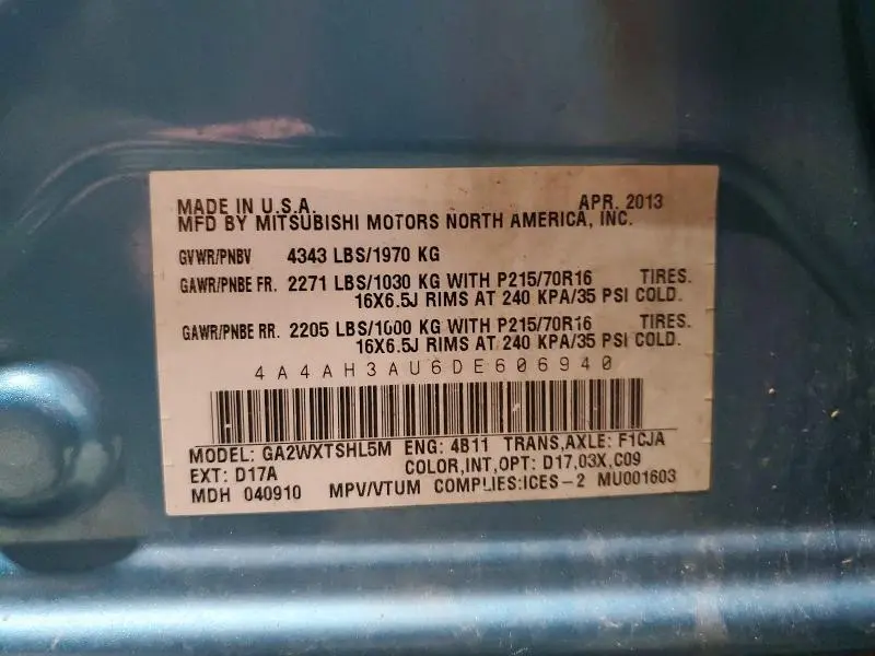 2013 MITSUBISHI RVR SE  