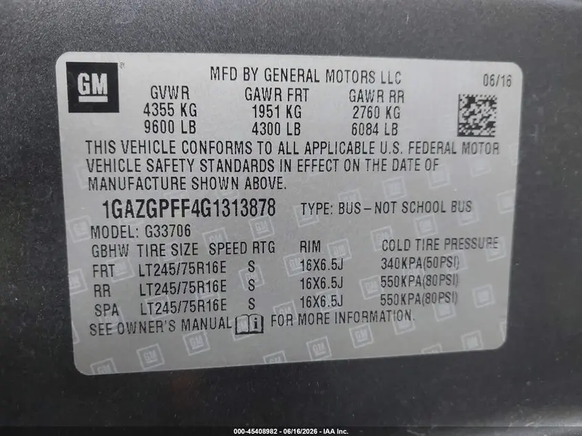 2016 CHEVROLET EXPRESS 3500 LT
