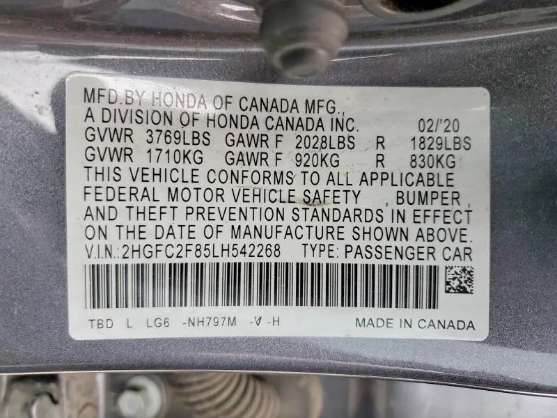 2020 HONDA CIVIC SPORT  