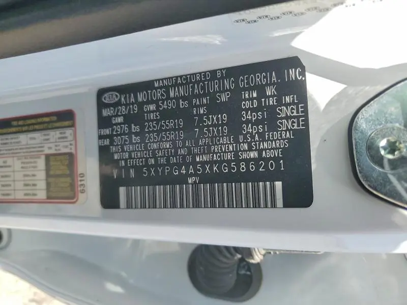 2019 KIA SORENTO S V6  