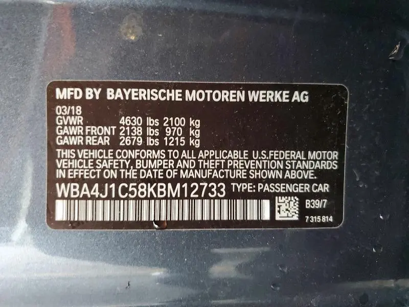 2019 BMW 430I GRAN COUPE  