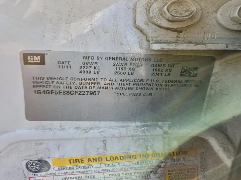 2012 BUICK LACROSSE PREMIUM  