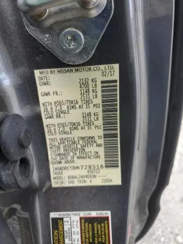 2017 NISSAN FRONTIER S  