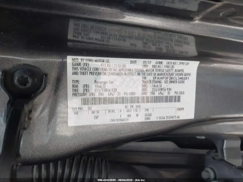 2012 FORD FOCUS SE