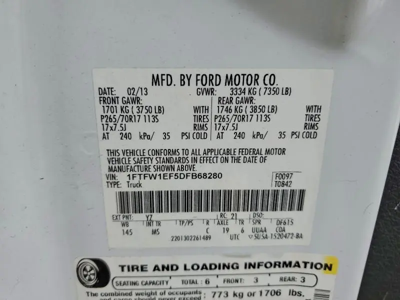 2013 FORD F150 SUPERCREW  