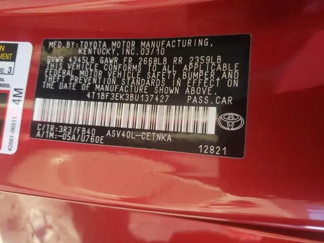 2011 TOYOTA CAMRY BASE  