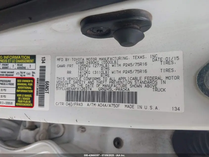 2015 TOYOTA TACOMA BASE V6