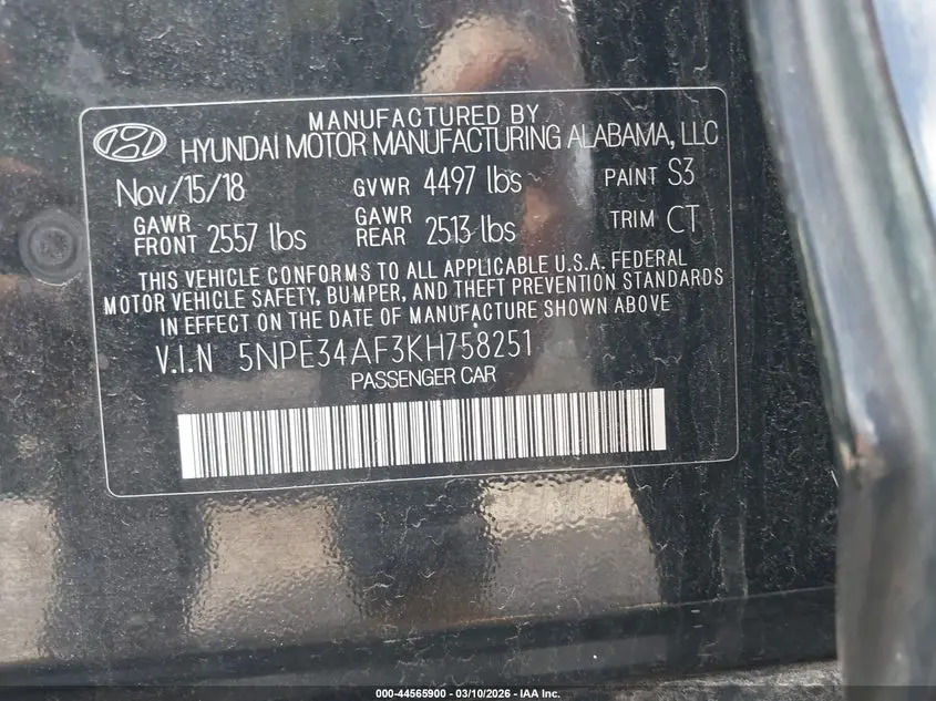 2019 HYUNDAI SONATA SEL