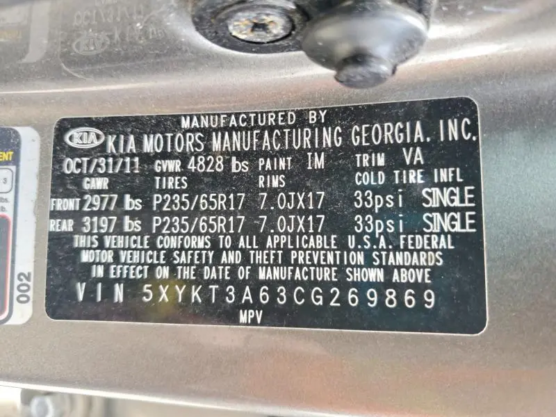 2012 KIA SORENTO LX  
