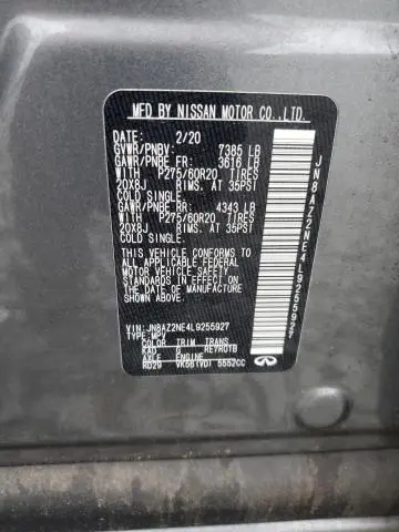 2020 INFINITI QX80 LUXE  