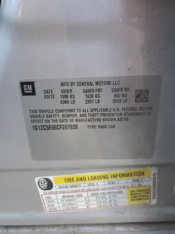 2012 CHEVROLET MALIBU 1LT  