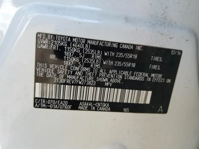 2015 TOYOTA RAV4 LIMITED  