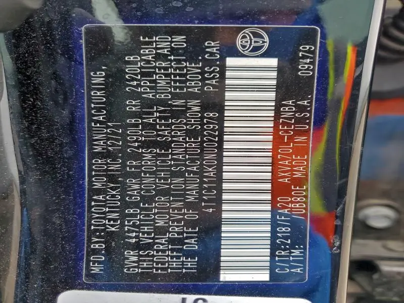 2022 TOYOTA CAMRY LE  