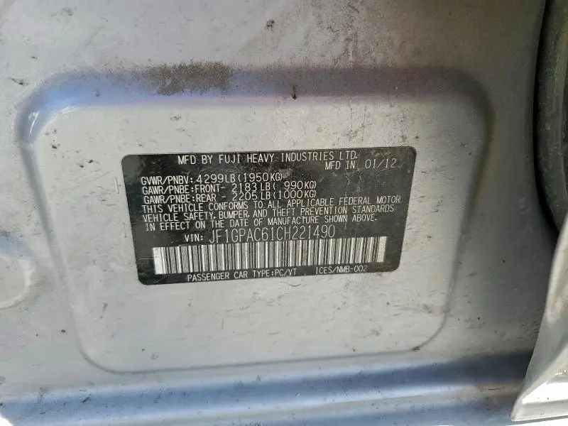 2012 SUBARU IMPREZA PREMIUM  