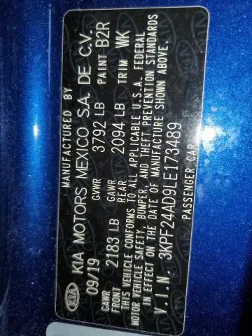 2020 KIA FORTE FE  
