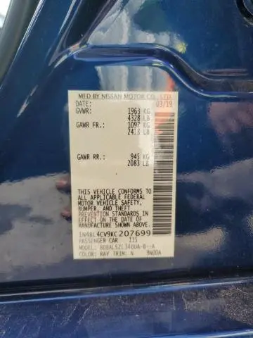 2019 NISSAN ALTIMA 2.5 SR  