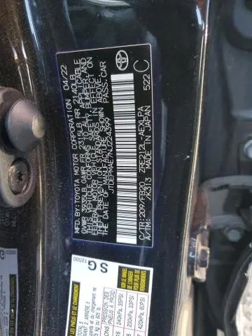 2022 TOYOTA COROLLA LE  