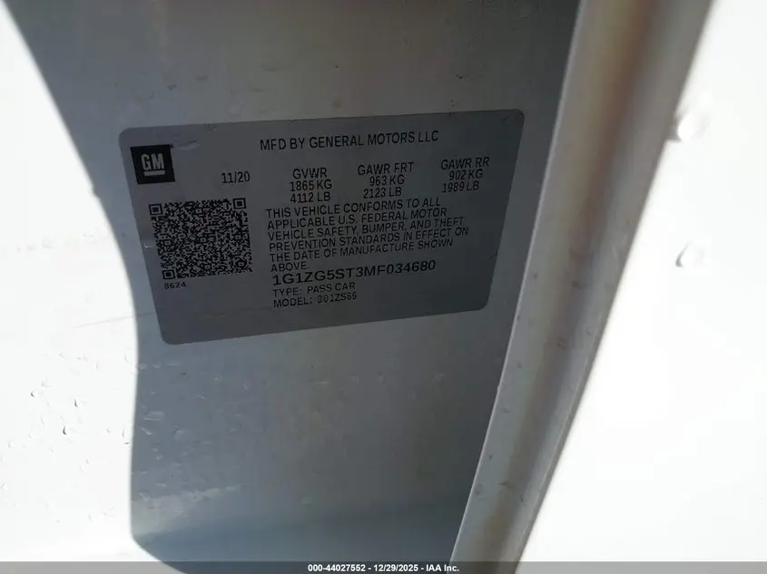 2021 CHEVROLET MALIBU FWD RS