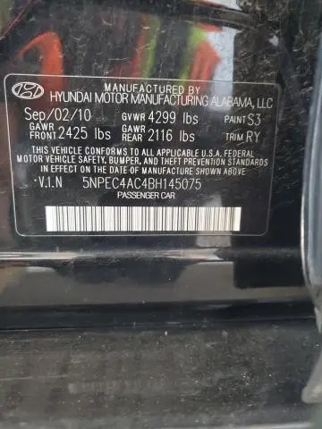 2011 HYUNDAI SONATA SE