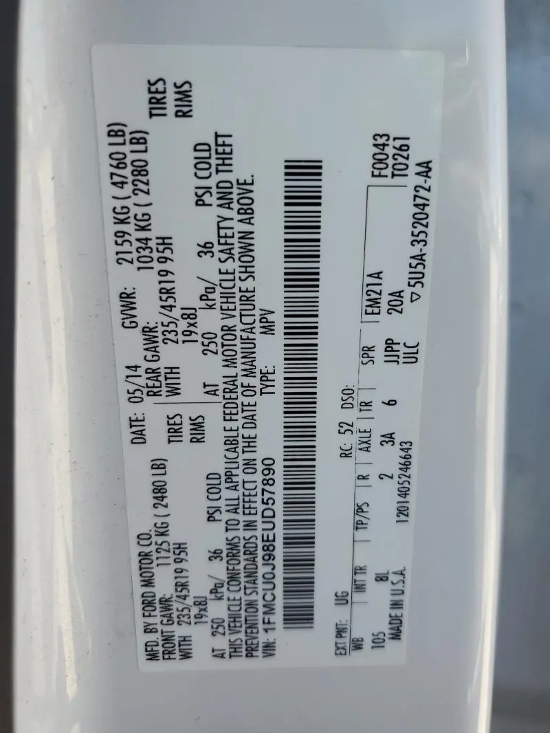 2014 FORD ESCAPE TITANIUM  