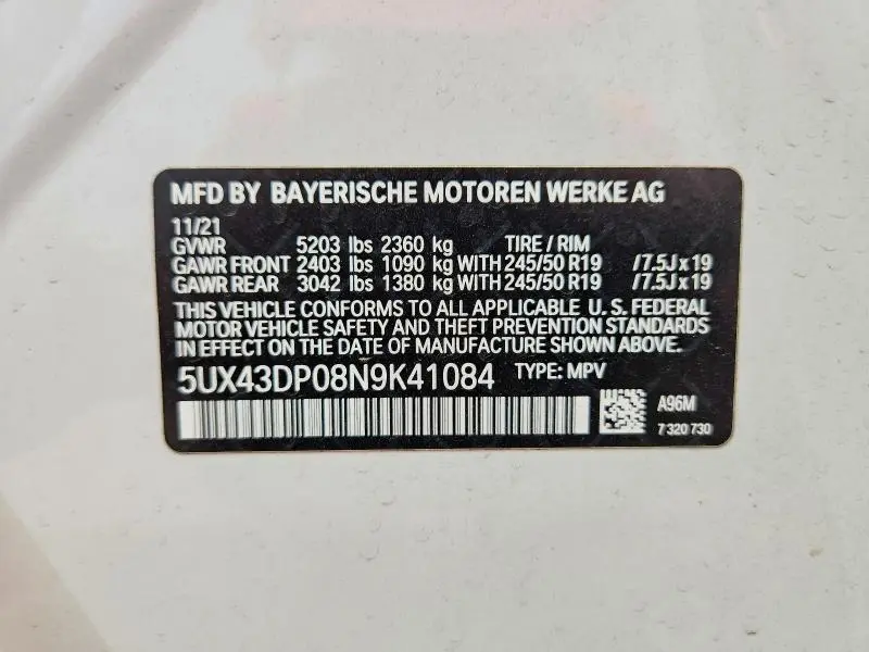 2022 BMW X3 SDRIVE30I  