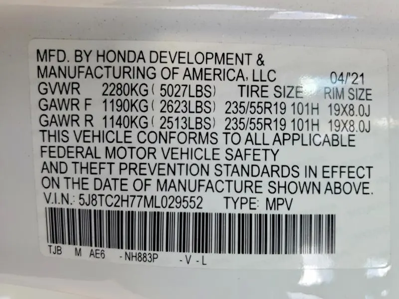 2021 ACURA RDX ADVANCE  