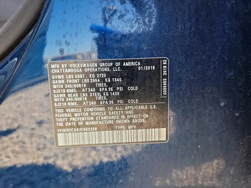 2018 VOLKSWAGEN ATLAS SE  