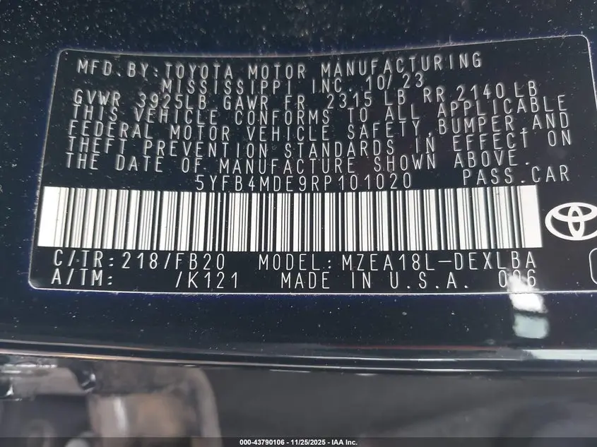 2024 TOYOTA COROLLA LE