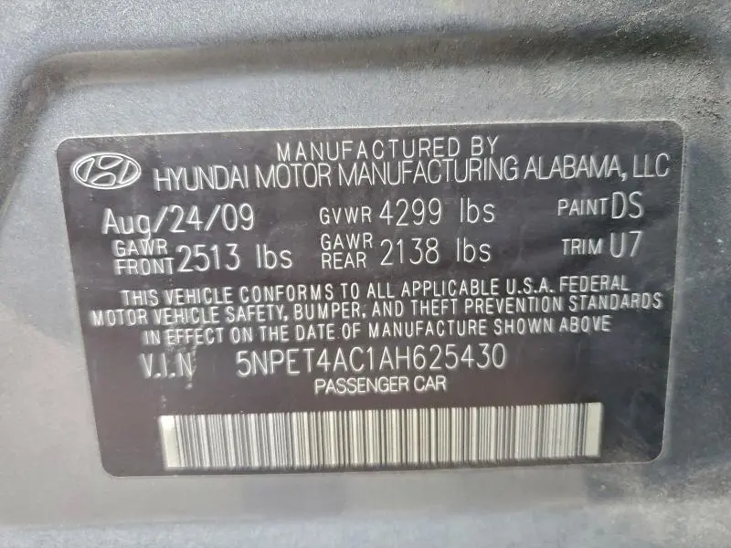 2010 HYUNDAI SONATA GLS  