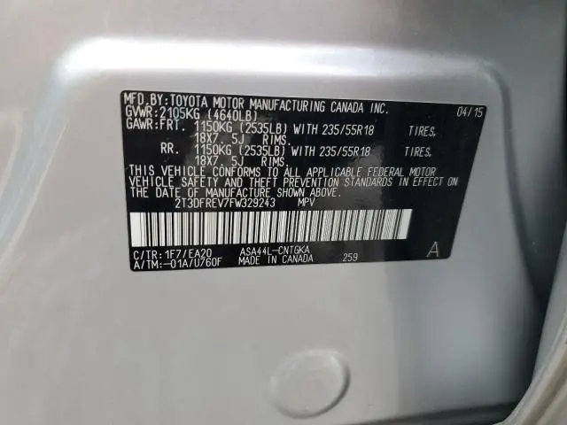 2015 TOYOTA RAV4 LIMITED  