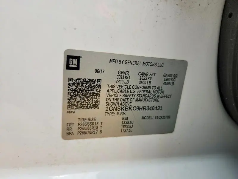 2017 CHEVROLET TAHOE K1500 LT  