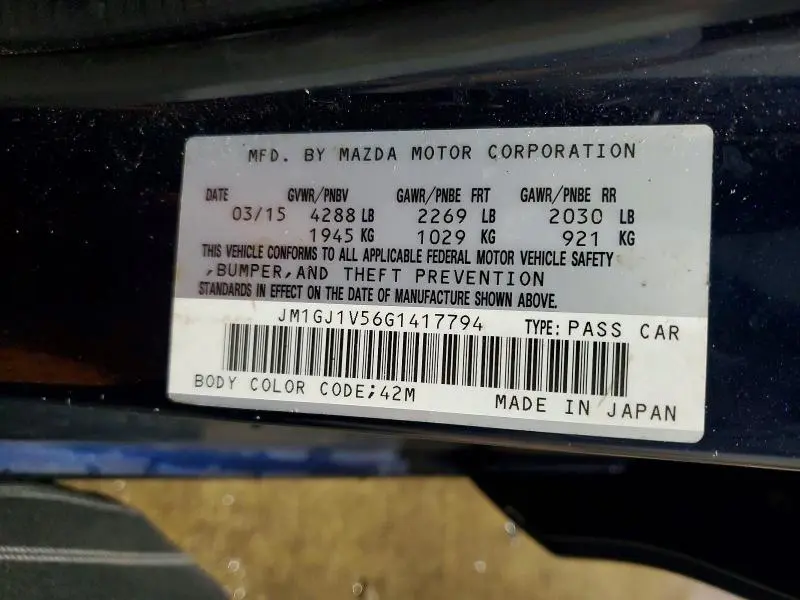 2016 MAZDA 6 TOURING  
