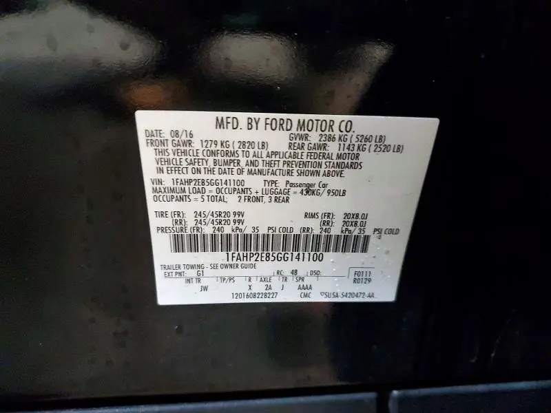 2016 FORD TAURUS SEL  