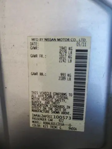 2012 NISSAN ALTIMA BASE  