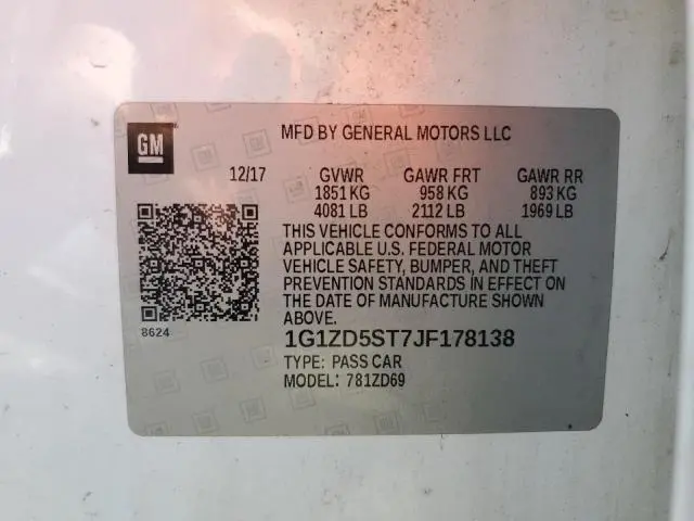 2018 CHEVROLET MALIBU LT  